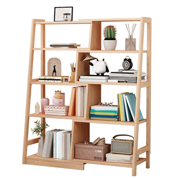Wooden Ladder Bookshelf Modern Style Open Back Bookcase for Home Office