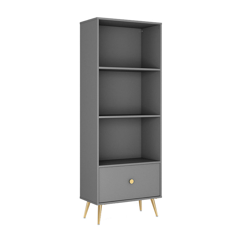 Modern Engineered Wood Bookcase Standard Closed Back Bookshelf with Drawer