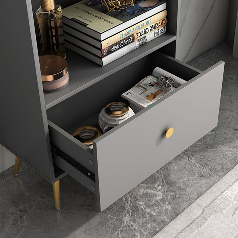 Modern Engineered Wood Bookcase Standard Closed Back Bookshelf with Drawer