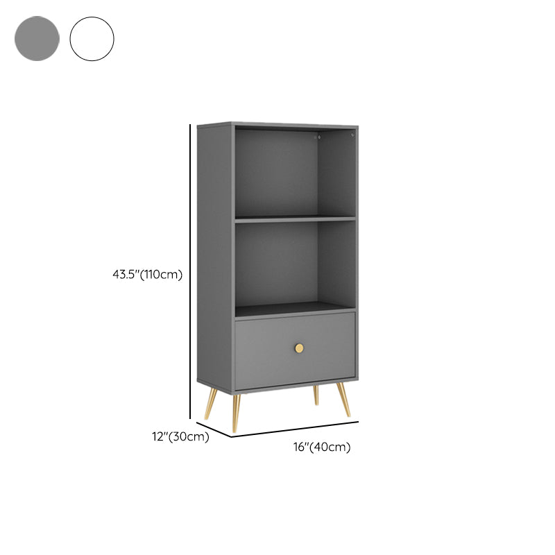Modern Engineered Wood Bookcase Standard Closed Back Bookshelf with Drawer