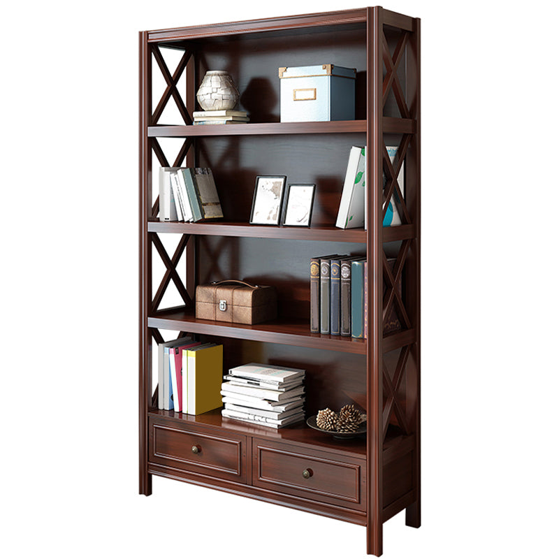 Wood Standard Bookcase Contemporary Closed Back Bookshelf with Shelves