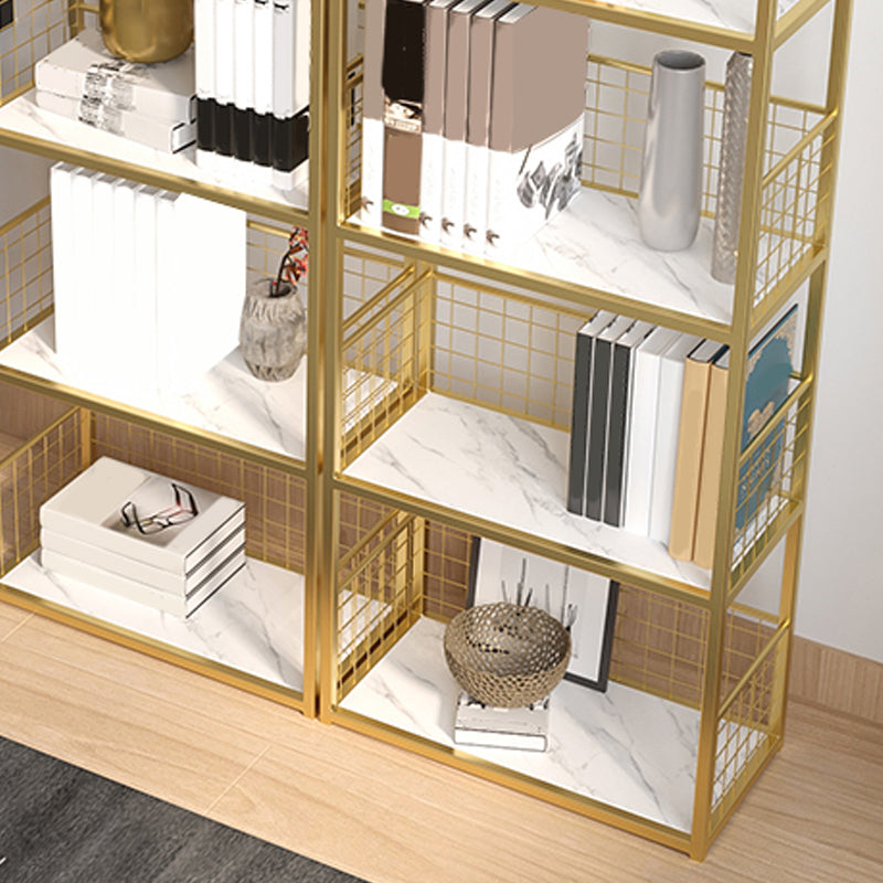 Metal Open Back Standard Bookshelf Modern Style Bookcase for Home Office