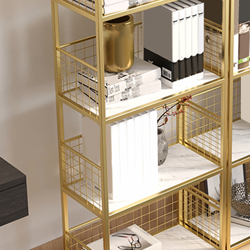 Metal Open Back Standard Bookshelf Modern Style Bookcase for Home Office