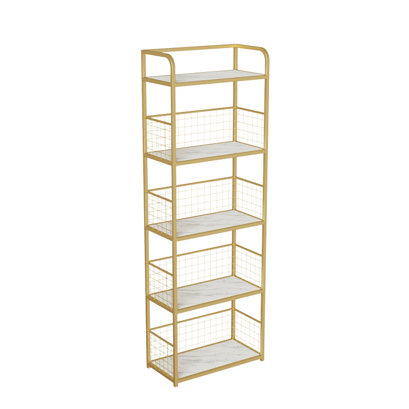 Metal Open Back Standard Bookshelf Modern Style Bookcase for Home Office