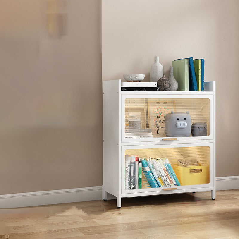 White Metal Closed Back Bookshelf Standard Contemporary Bookcase