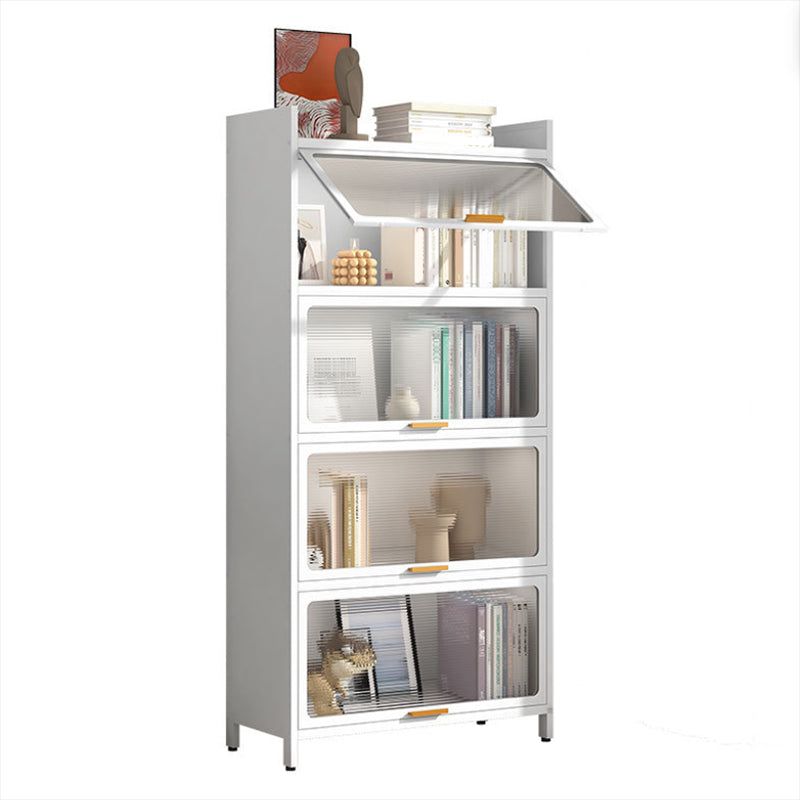 White Metal Closed Back Bookshelf Standard Contemporary Bookcase