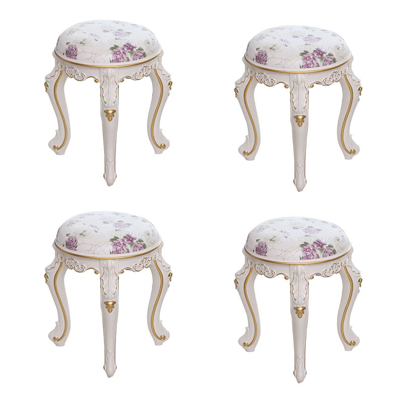 Mid-Century Modern Ottoman Faux Leather Upholstered Solid Color Round Ottoman