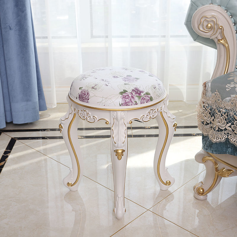 Mid-Century Modern Ottoman Faux Leather Upholstered Solid Color Round Ottoman