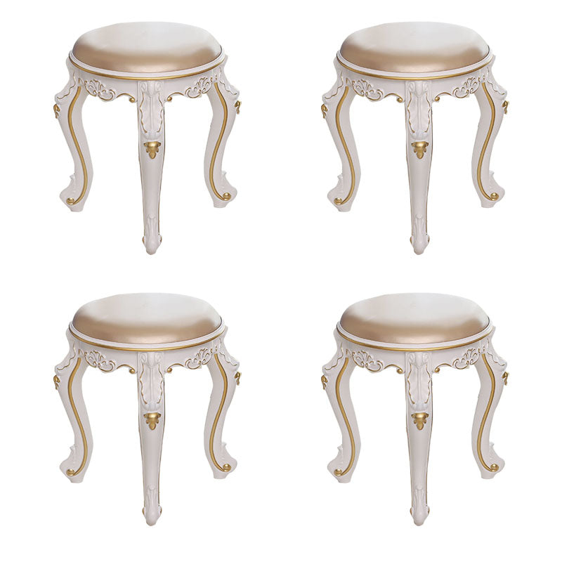 Mid-Century Modern Ottoman Faux Leather Upholstered Solid Color Round Ottoman