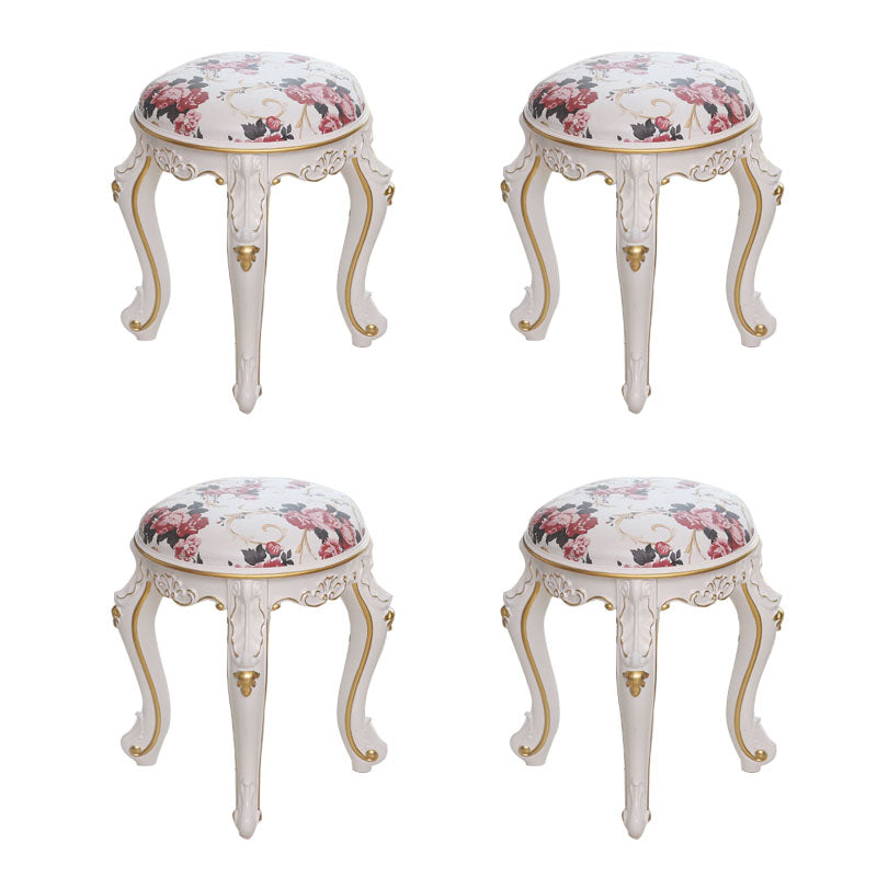 Mid-Century Modern Ottoman Faux Leather Upholstered Solid Color Round Ottoman