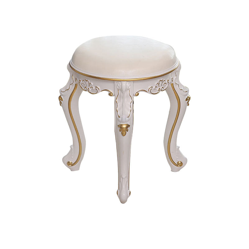 Mid-Century Modern Ottoman Faux Leather Upholstered Solid Color Round Ottoman