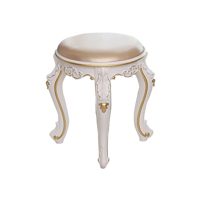 Mid-Century Modern Ottoman Faux Leather Upholstered Solid Color Round Ottoman