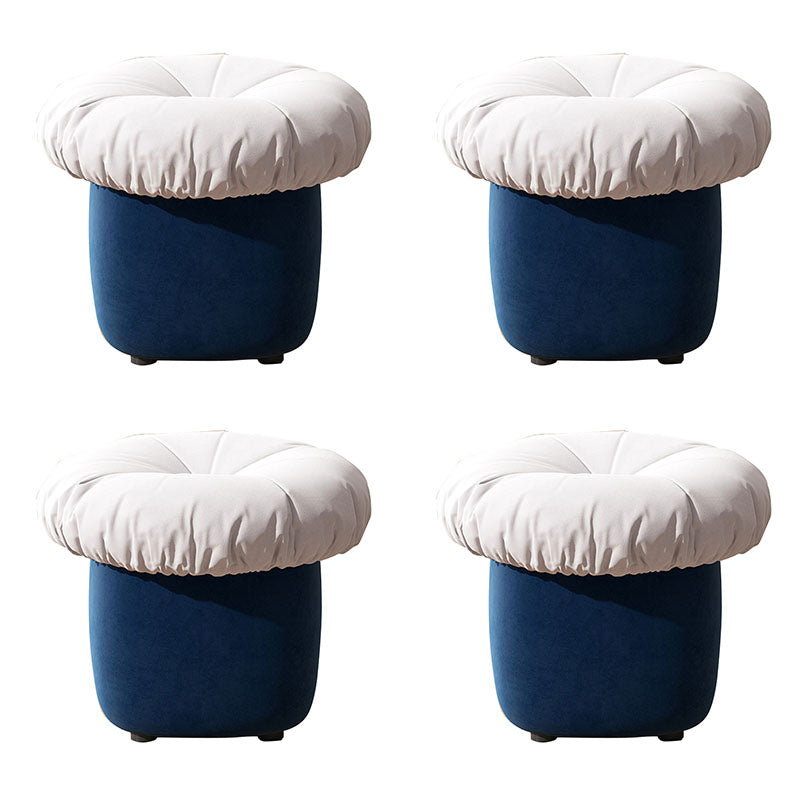 Contemporary Pouf Ottoman Cotton Upholstered Tufted Mushroom Shape Ottoman