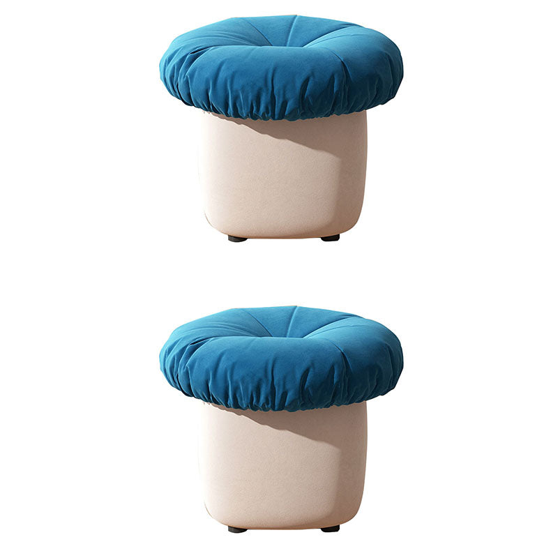 Contemporary Pouf Ottoman Cotton Upholstered Tufted Mushroom Shape Ottoman