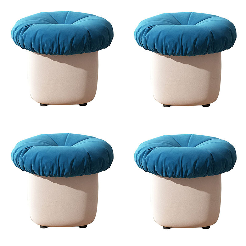 Contemporary Pouf Ottoman Cotton Upholstered Tufted Mushroom Shape Ottoman