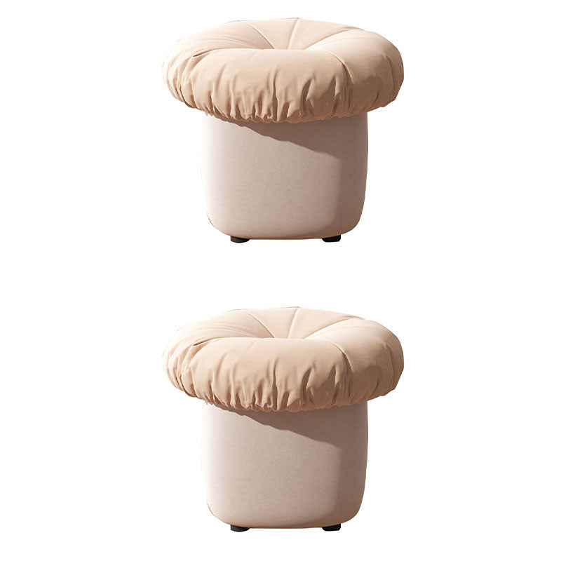Contemporary Pouf Ottoman Cotton Upholstered Tufted Mushroom Shape Ottoman