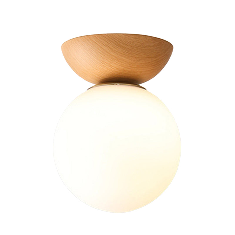 White Globe Flush Mount Lighting Modernism Glass Ceiling Light for Foyer