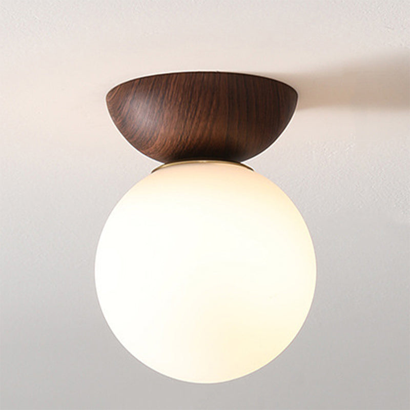 White Globe Flush Mount Lighting Modernism Glass Ceiling Light for Foyer