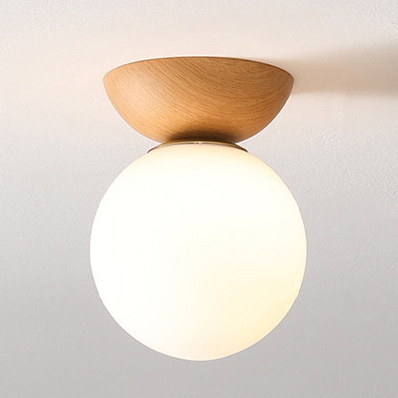 White Globe Flush Mount Lighting Modernism Glass Ceiling Light for Foyer