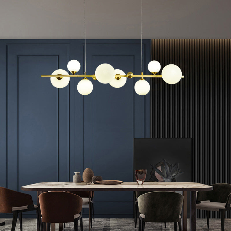 Modern Style Globe Shade Island Pendants 8-Lights Glass Pendant Lights for Dining Room