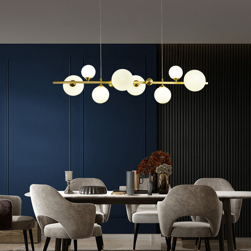 Modern Style Globe Shade Island Pendants 8-Lights Glass Pendant Lights for Dining Room