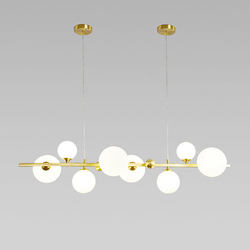 Modern Style Globe Shade Island Pendants 8-Lights Glass Pendant Lights for Dining Room