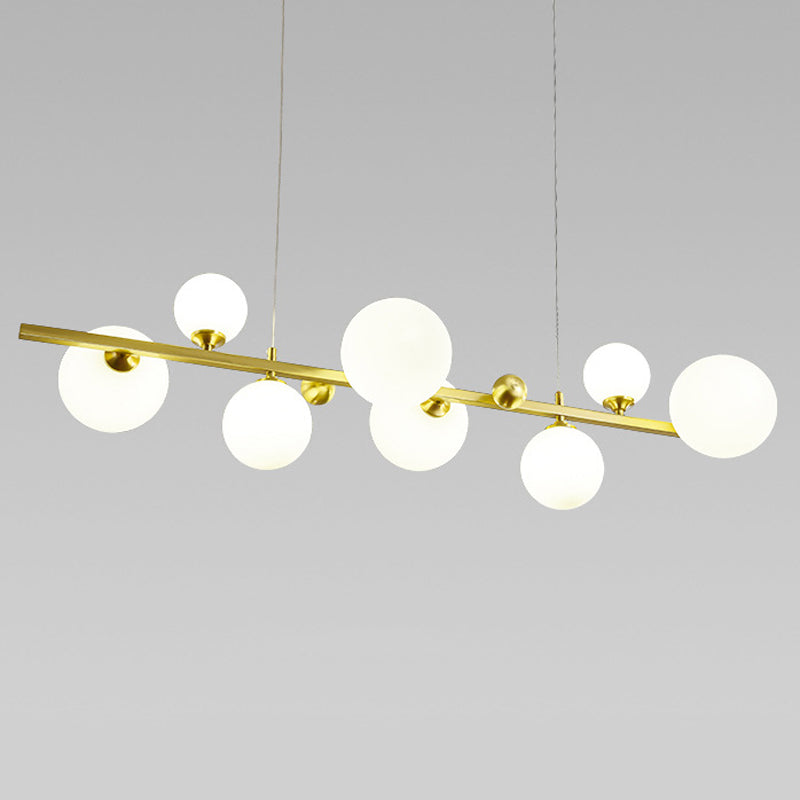 Modern Style Globe Shade Island Pendants 8-Lights Glass Pendant Lights for Dining Room