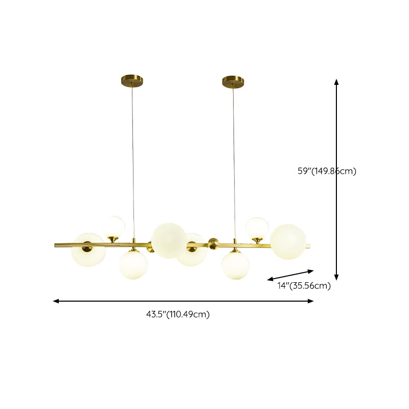 Modern Style Globe Shade Island Pendants 8-Lights Glass Pendant Lights for Dining Room