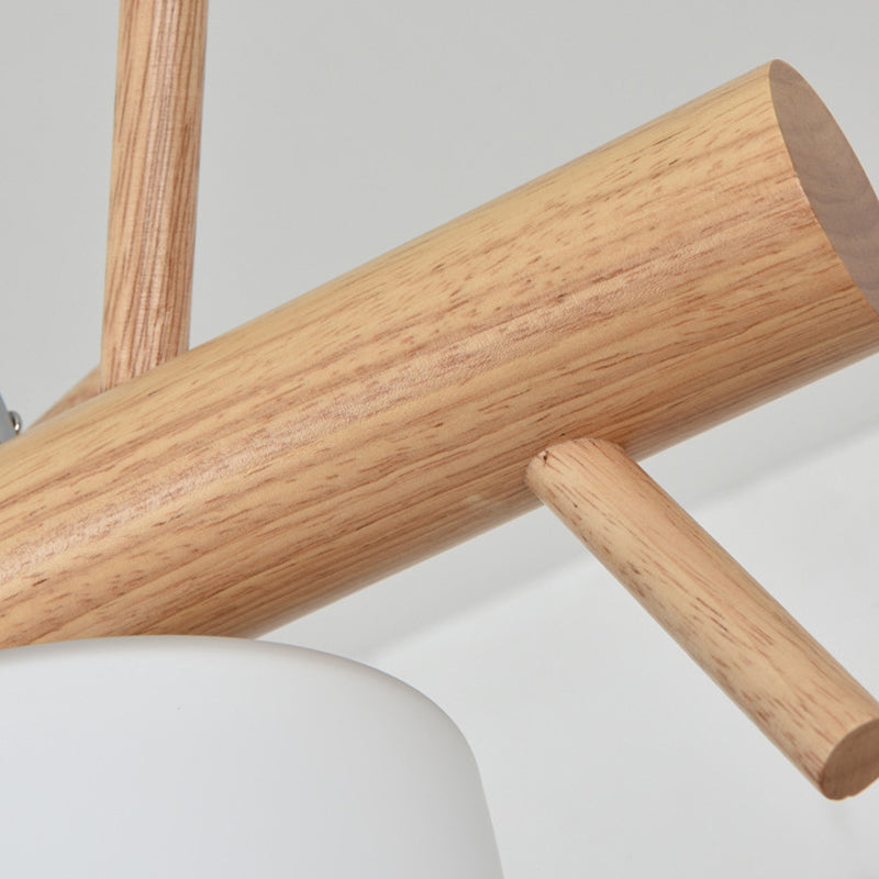 Modern Style Cylinder Shade Island Pendants 2-Lights Wood Pendant Lights for Dining Room