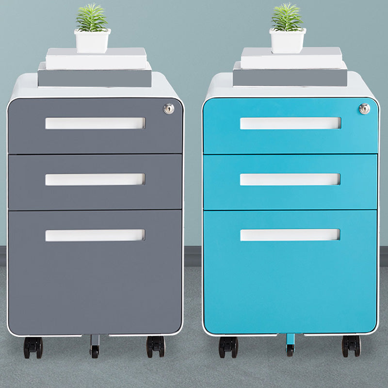 Contemporary File Cabinets Steel Frame File Pedestal with Key Lock for Office
