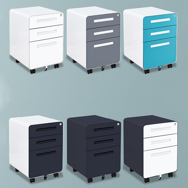Contemporary File Cabinets Steel Frame File Pedestal with Key Lock for Office