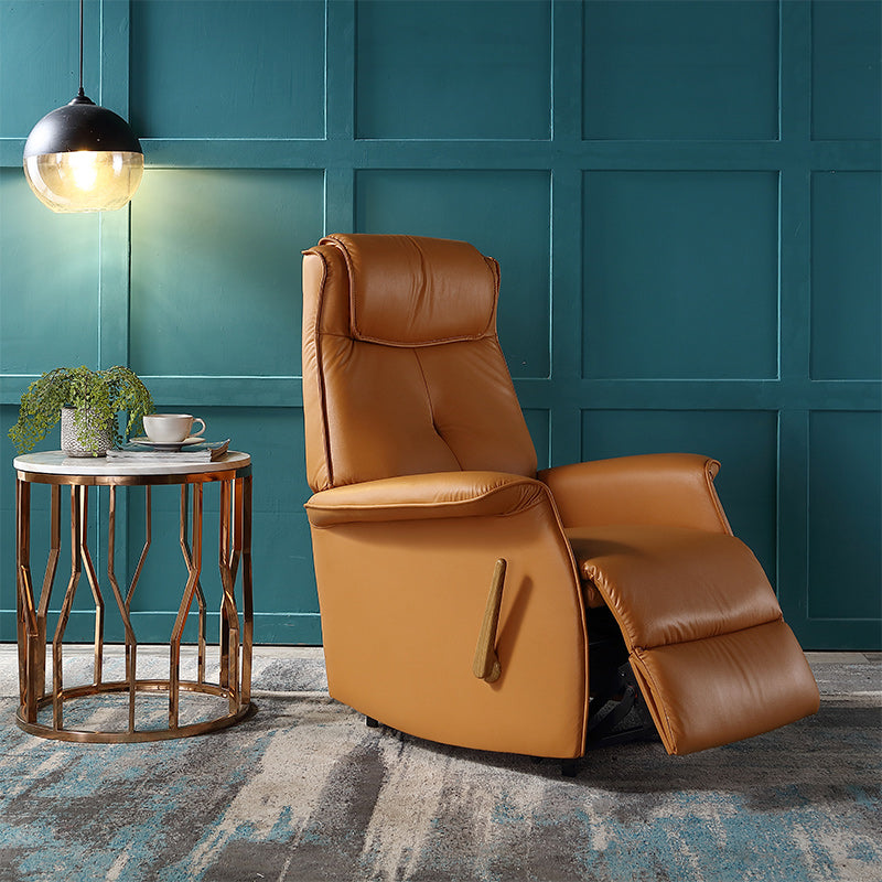 Genuine Leather Recliner Chair Solid Color Swivel Base Standard Recliner