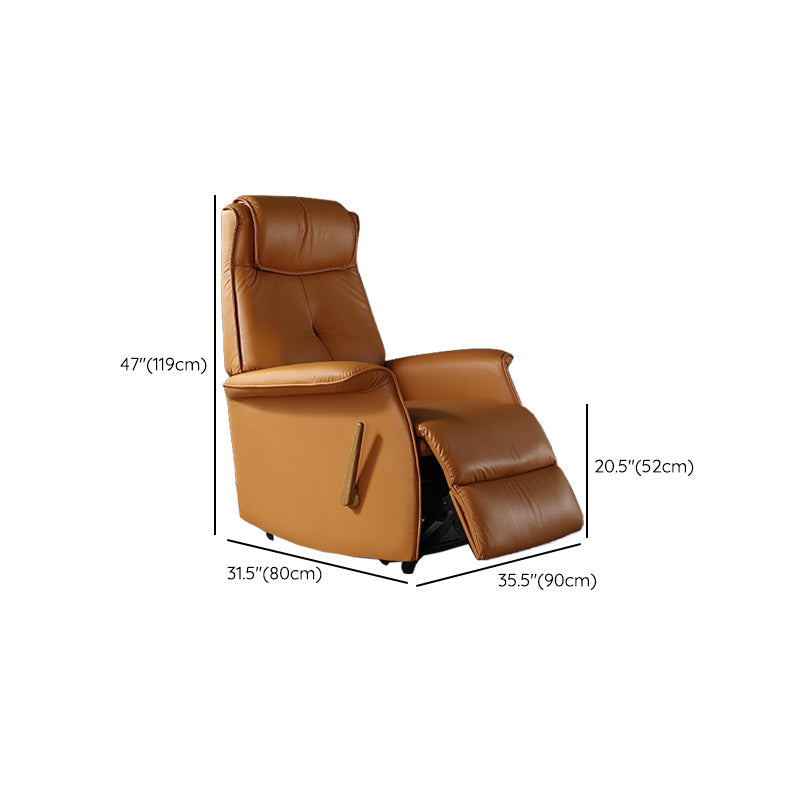 Genuine Leather Recliner Chair Solid Color Swivel Base Standard Recliner