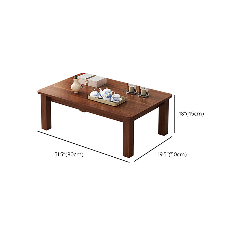 4 Legs Wood Cocktail Table No Distressing Coffee Table with Storage Shelf