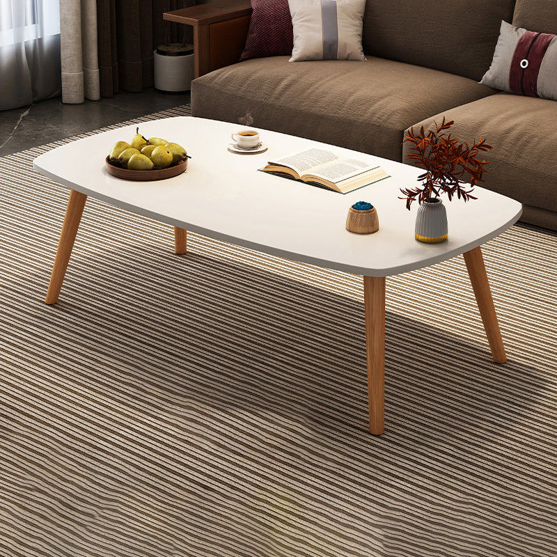 Modern Wood Cocktail Table 4 Legs Coffee Table with Storage Shelf