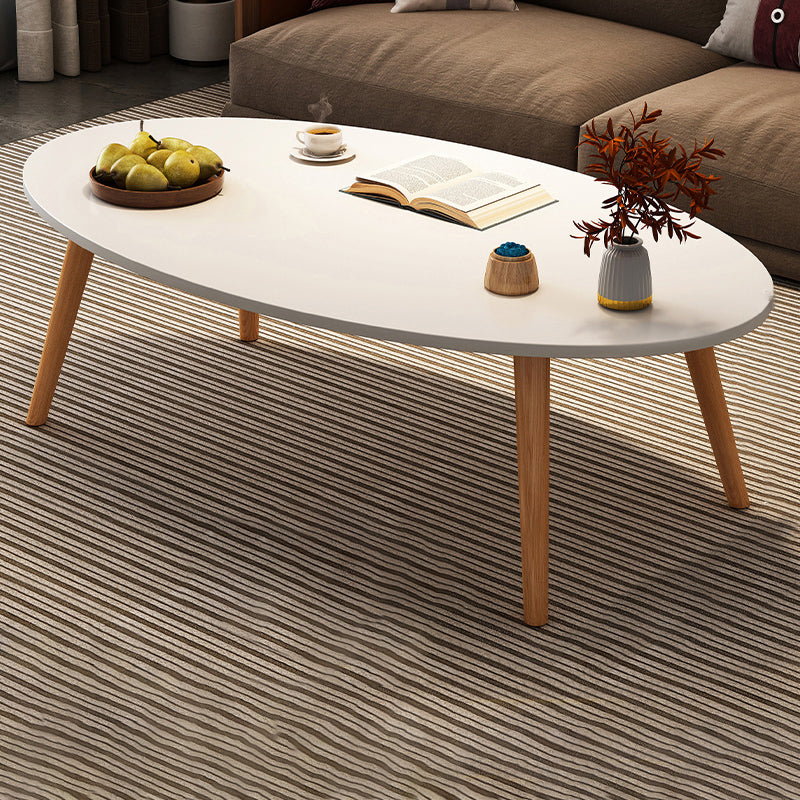 Modern Wood Cocktail Table 4 Legs Coffee Table with Storage Shelf