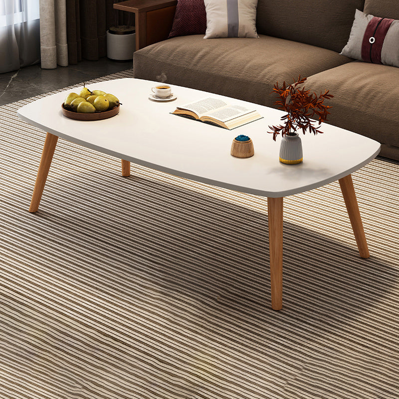 Modern Wood Cocktail Table 4 Legs Coffee Table with Storage Shelf