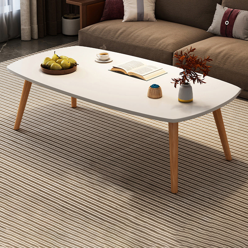 Modern Wood Cocktail Table 4 Legs Coffee Table with Storage Shelf