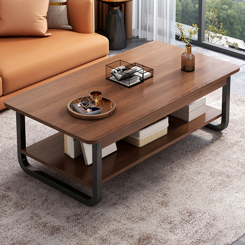 4 Legs Storage Coffee Table Set Modern Wood Rectangle Coffee Table