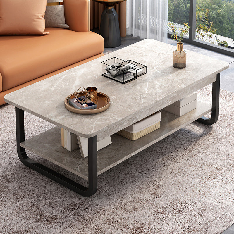 4 Legs Storage Coffee Table Set Modern Wood Rectangle Coffee Table