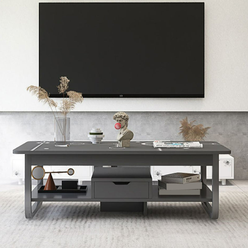 4 Legs Storage Coffee Table Set Modern Wood Rectangle Coffee Table