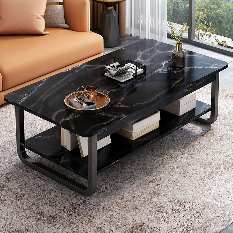 4 Legs Storage Coffee Table Set Modern Wood Rectangle Coffee Table