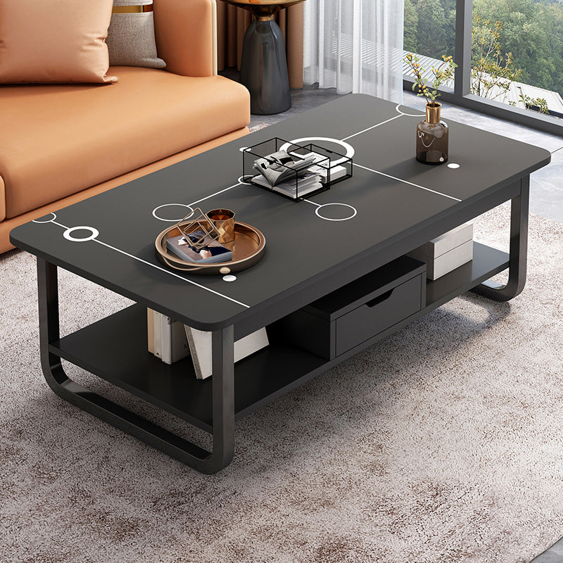 4 Legs Storage Coffee Table Set Modern Wood Rectangle Coffee Table