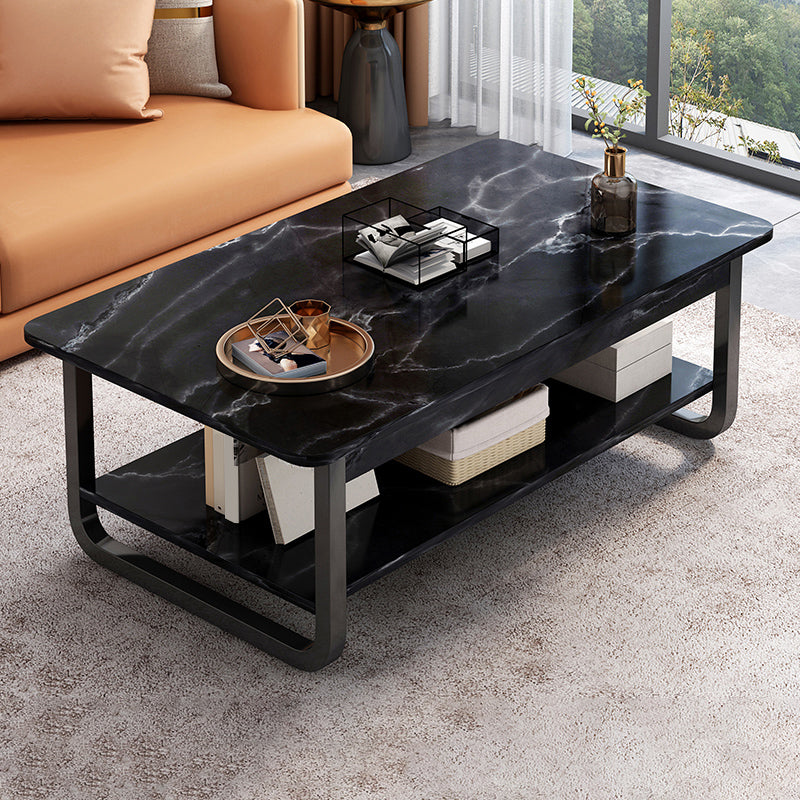 4 Legs Storage Coffee Table Set Modern Wood Rectangle Coffee Table