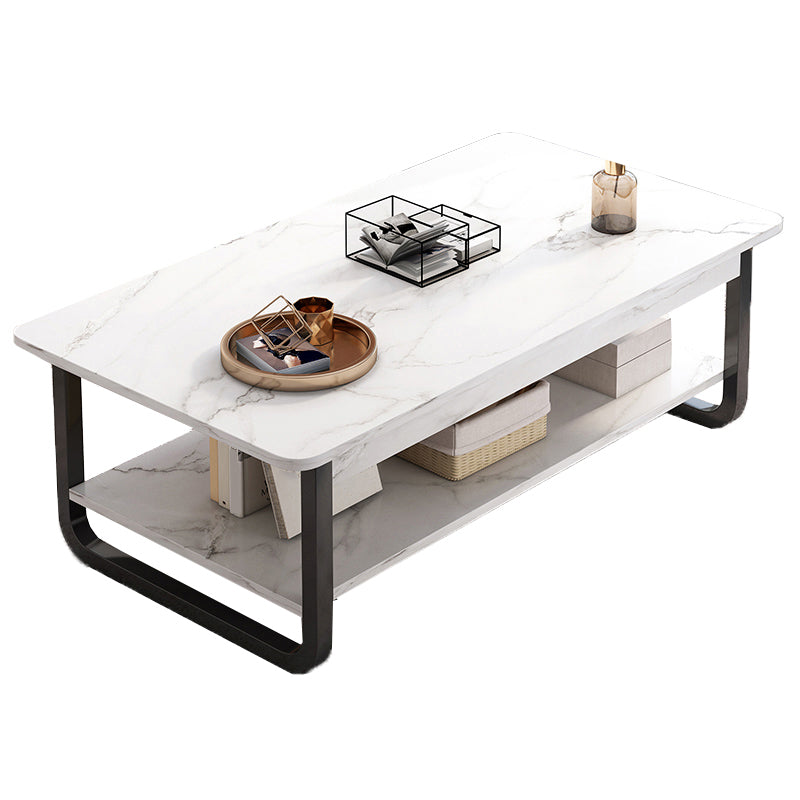 4 Legs Storage Coffee Table Set Modern Wood Rectangle Coffee Table