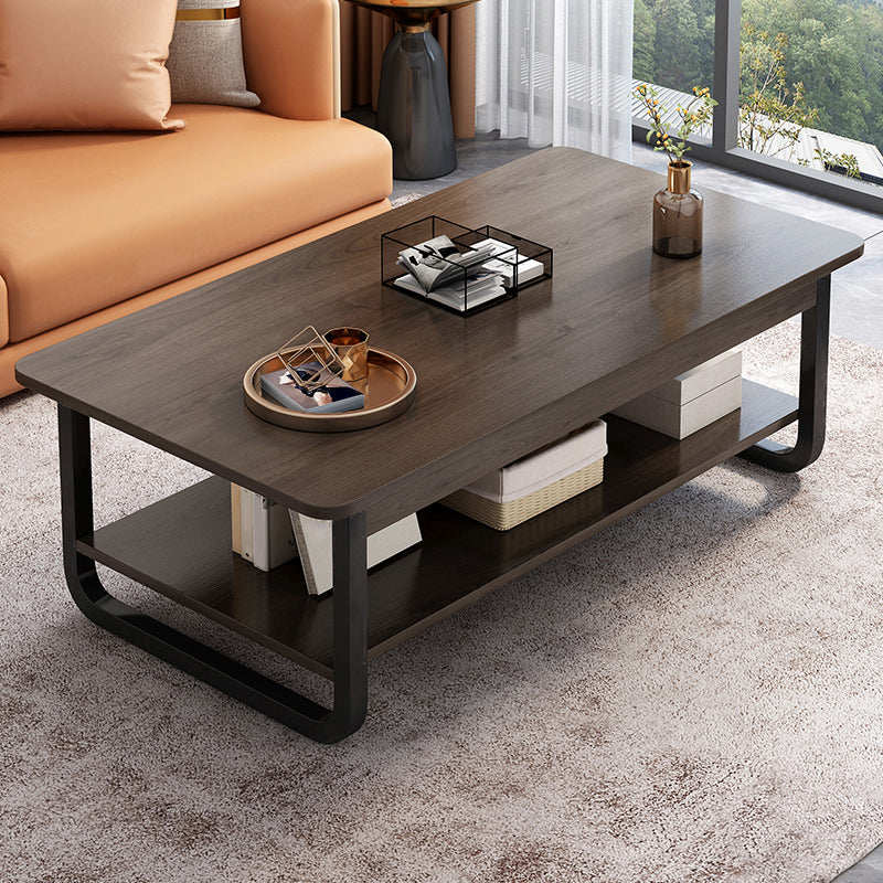 4 Legs Storage Coffee Table Set Modern Wood Rectangle Coffee Table
