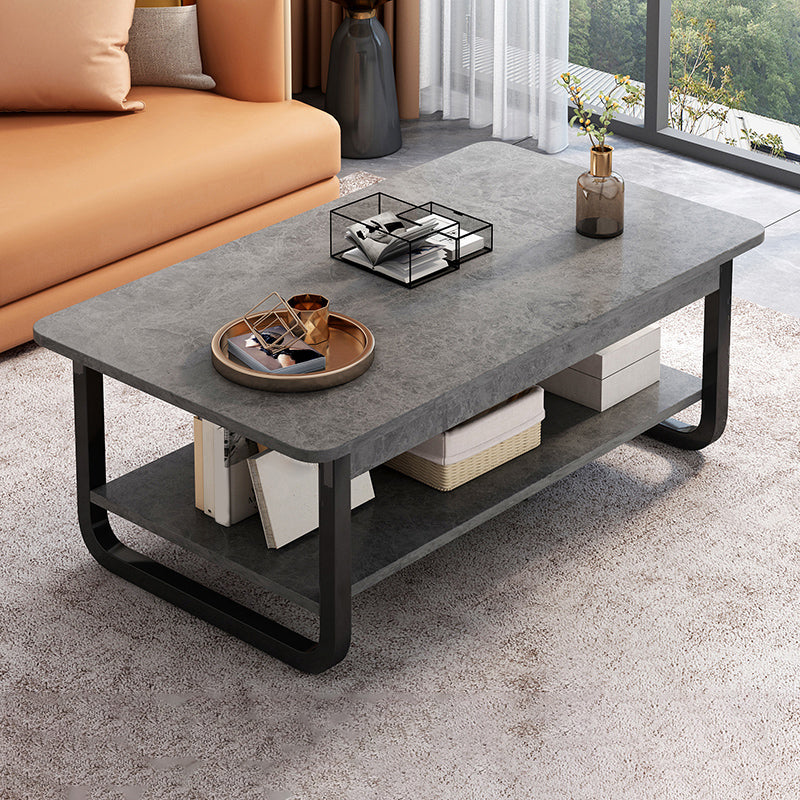 4 Legs Storage Coffee Table Set Modern Wood Rectangle Coffee Table