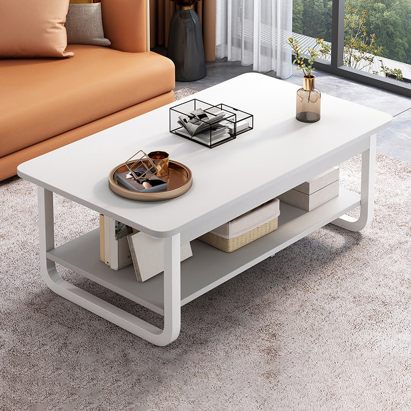 4 Legs Storage Coffee Table Set Modern Wood Rectangle Coffee Table