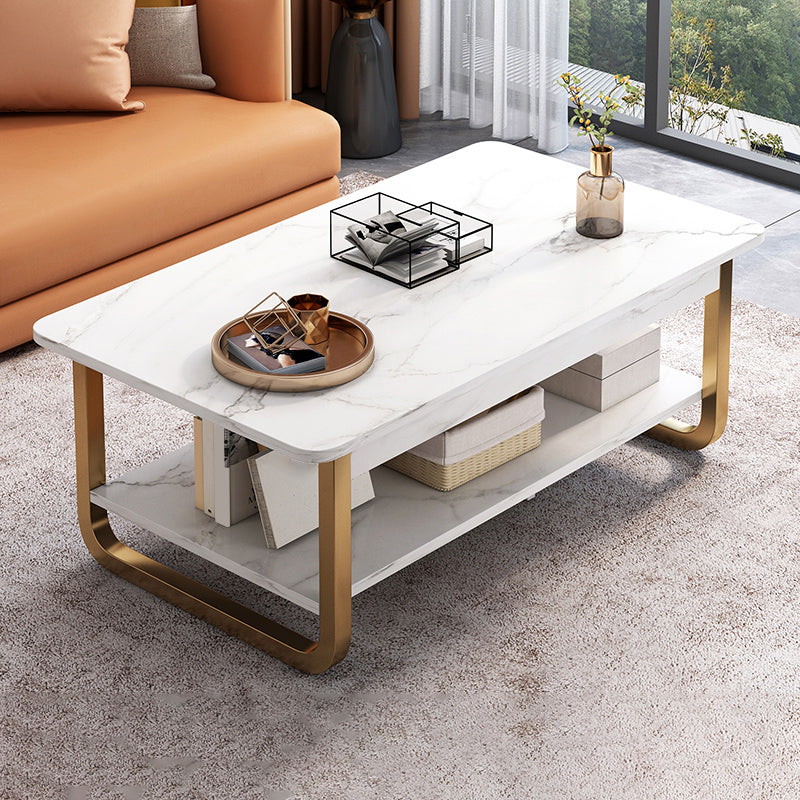 4 Legs Storage Coffee Table Set Modern Wood Rectangle Coffee Table
