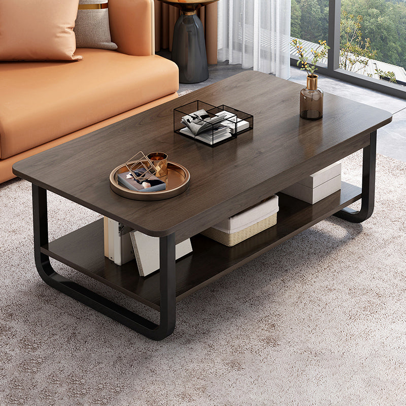4 Legs Storage Coffee Table Set Modern Wood Rectangle Coffee Table